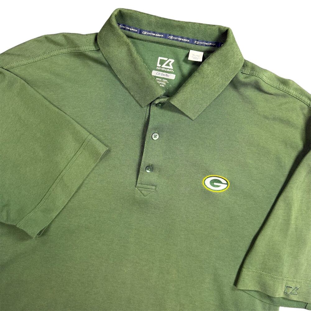 Cutter & Buck Green Bay Packers Men’s XL Green CB DryTec Polo NFL Golf Shirt